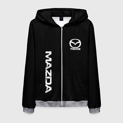 Толстовка 3D на молнии мужская Mazda white logo, цвет: 3D-меланж