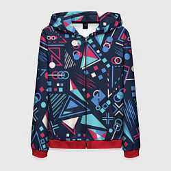 Толстовка 3D на молнии мужская Яркий абстрактный узор для спорта, цвет: 3D-красный