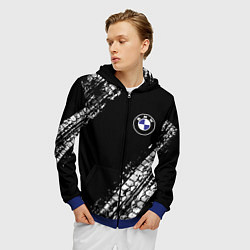 Толстовка 3D на молнии мужская BMW : автомобильные текстуры шин, цвет: 3D-синий — фото 2
