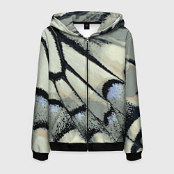 Толстовка 3D на молнии мужская Абстракция - крыло бабочки, цвет: 3D-черный