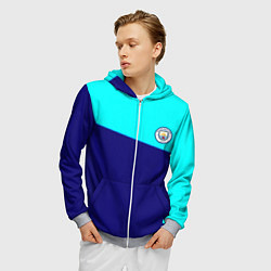 Толстовка 3D на молнии мужская Манчестер сити геометрия спорт, цвет: 3D-меланж — фото 2