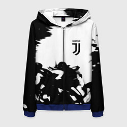 Толстовка 3D на молнии мужская Juventus smoke black fire, цвет: 3D-синий