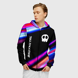 Толстовка 3D на молнии мужская Babymetal neon rock lights, цвет: 3D-черный — фото 2