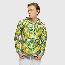 Толстовка 3D на молнии мужская Птица на грушевом дереве, цвет: 3D-меланж — фото 2