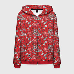 Толстовка 3D на молнии мужская Узор бандана красночерный, цвет: 3D-красный