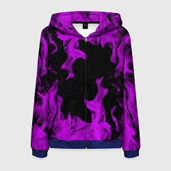 Толстовка 3D на молнии мужская Неоновый огонь текстура, цвет: 3D-синий