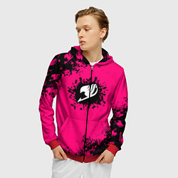 Толстовка 3D на молнии мужская Хвост феи краски аниме, цвет: 3D-красный — фото 2