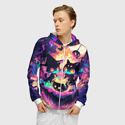 Толстовка 3D на молнии мужская 2 котика ведьмы, цвет: 3D-белый — фото 2