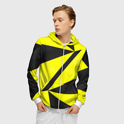 Толстовка 3D на молнии мужская Абстрактные стекло, цвет: 3D-белый — фото 2