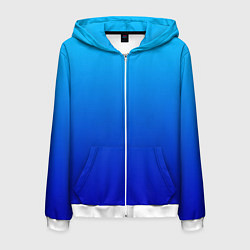 Толстовка 3D на молнии мужская Голубой градиент, цвет: 3D-белый