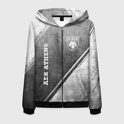 Толстовка 3D на молнии мужская AEK Athens - grey gradient вертикально, цвет: 3D-черный
