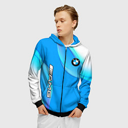 Толстовка 3D на молнии мужская BMW abstrac line steel, цвет: 3D-черный — фото 2