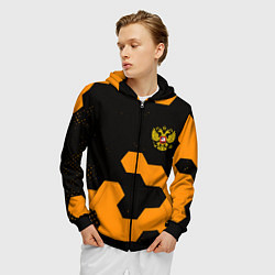 Толстовка 3D на молнии мужская Герф РФ соты броня, цвет: 3D-черный — фото 2