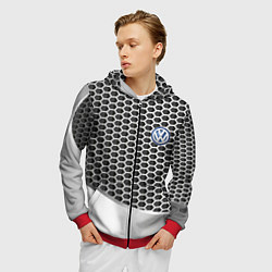 Толстовка 3D на молнии мужская Volkswagen metal motors, цвет: 3D-красный — фото 2