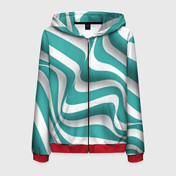 Толстовка 3D на молнии мужская Абстрактные объёмные полосы - оптическая иллюзия, цвет: 3D-красный