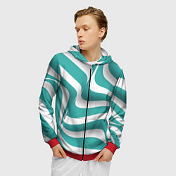 Толстовка 3D на молнии мужская Абстрактные объёмные полосы - оптическая иллюзия, цвет: 3D-красный — фото 2
