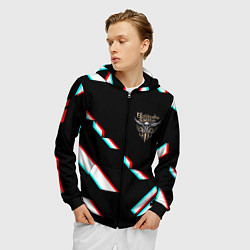 Толстовка 3D на молнии мужская Baldurs Gate geometry glitch, цвет: 3D-черный — фото 2