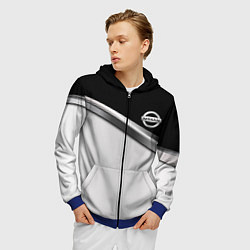 Толстовка 3D на молнии мужская Nissan logo auto, цвет: 3D-синий — фото 2