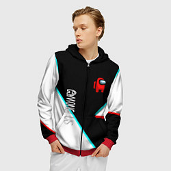 Толстовка 3D на молнии мужская Among us geometry steel glitch, цвет: 3D-красный — фото 2