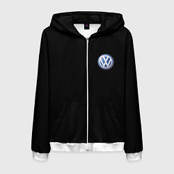 Толстовка 3D на молнии мужская Volkswagen logo auto, цвет: 3D-белый