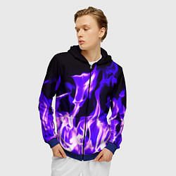 Толстовка 3D на молнии мужская Неоновый огненный стиль, цвет: 3D-синий — фото 2