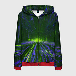 Толстовка 3D на молнии мужская Абстрактный путь в зелёный портал, цвет: 3D-красный