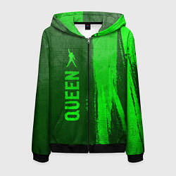 Толстовка 3D на молнии мужская Queen - green gradient по-вертикали, цвет: 3D-черный