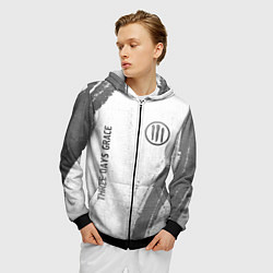 Толстовка 3D на молнии мужская Three Days Grace - white gradient вертикально, цвет: 3D-черный — фото 2