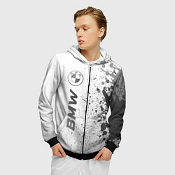 Толстовка 3D на молнии мужская BMW - white gradient по-вертикали, цвет: 3D-черный — фото 2