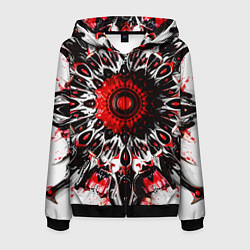 Толстовка 3D на молнии мужская Красная сюрреалистичная абстракция, цвет: 3D-черный