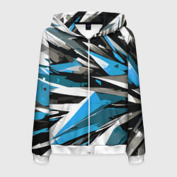 Мужская толстовка на молнии Чёрно-сине-белая абстракция