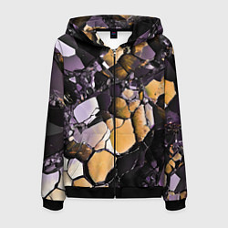 Толстовка 3D на молнии мужская Чёрно-жёлтый камень, цвет: 3D-черный