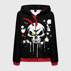 Толстовка 3D на молнии мужская Арт череп самурая, цвет: 3D-красный