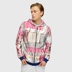 Толстовка 3D на молнии мужская Розовый пэчворк, цвет: 3D-синий — фото 2