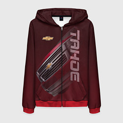 Толстовка 3D на молнии мужская Chevrolet Tahoe, цвет: 3D-красный