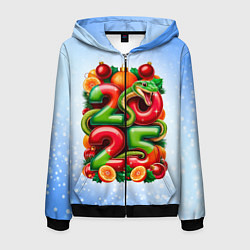 Толстовка 3D на молнии мужская Змеи к нам приходят 2025, цвет: 3D-черный