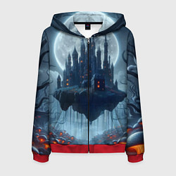 Мужская толстовка на молнии Замок Дракулы и неоновые грибы - нейроарт фантазия