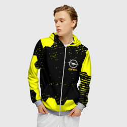 Толстовка 3D на молнии мужская Opel auto hexagon steel, цвет: 3D-меланж — фото 2