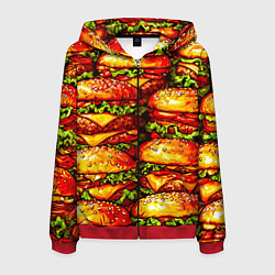 Толстовка 3D на молнии мужская Бургеры, цвет: 3D-красный