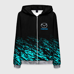 Толстовка 3D на молнии мужская Mazda голубые краски, цвет: 3D-меланж