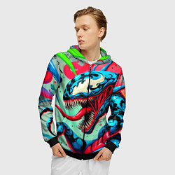 Толстовка 3D на молнии мужская Свирепый Веном - граффити, цвет: 3D-черный — фото 2
