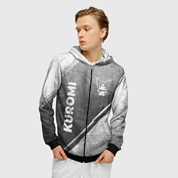 Толстовка 3D на молнии мужская Kuromi - grey gradient вертикально, цвет: 3D-черный — фото 2