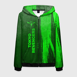 Мужская толстовка на молнии Tokyo Revengers - green gradient по-вертикали