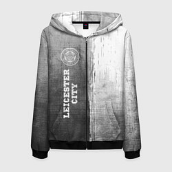 Толстовка 3D на молнии мужская Leicester City - grey gradient по-вертикали, цвет: 3D-черный