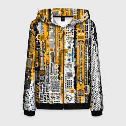 Мужская толстовка на молнии Cyberpunk pattern yellow
