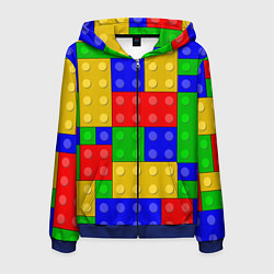 Толстовка 3D на молнии мужская Детали Лего, цвет: 3D-синий
