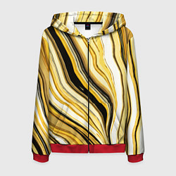 Мужская толстовка на молнии Волнистые вертикальные чёрно-жёлтые полосы
