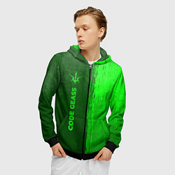 Толстовка 3D на молнии мужская Code Geass - green gradient по-вертикали, цвет: 3D-черный — фото 2