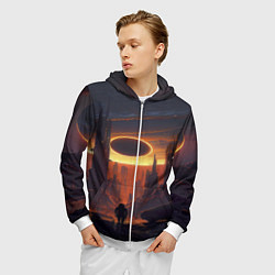 Толстовка 3D на молнии мужская Космос - человек, цвет: 3D-белый — фото 2