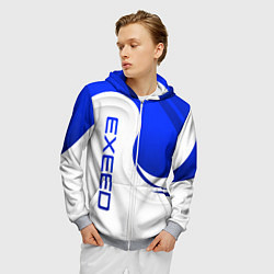 Толстовка 3D на молнии мужская Exeed - синий и белый, цвет: 3D-меланж — фото 2